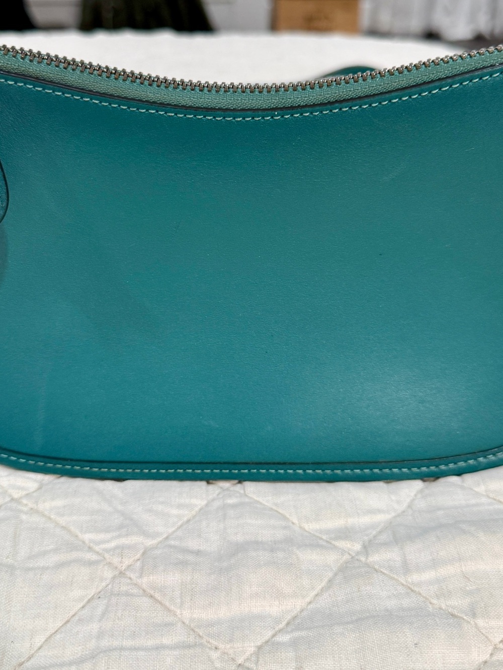 Teal Leather Coach Women’s Shoulder Bag - Elegant Teal Handbag
